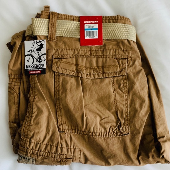 Pantaloncini Cargo Unionbay Cordova Da Uomo - Modello Messenger Con Cintura, Nero, Taglie Forti E Grandi